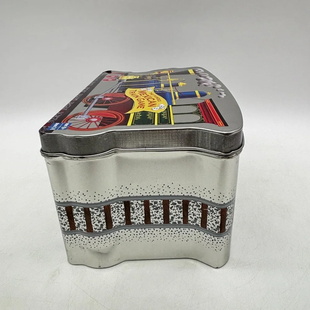 Mexican Train Game COMPLETE Fundex 2003 Metal Tin Tiles Electronic Hub Dominoes
